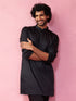 Men's Black Fine Satin Kurta