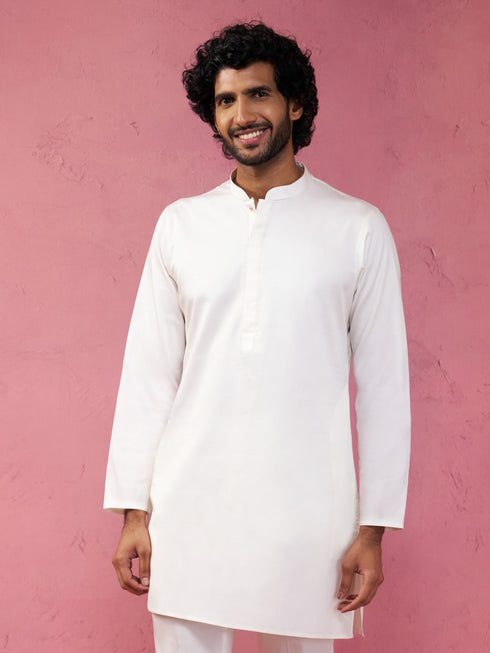 Men's Cream Fine Satin Kurta