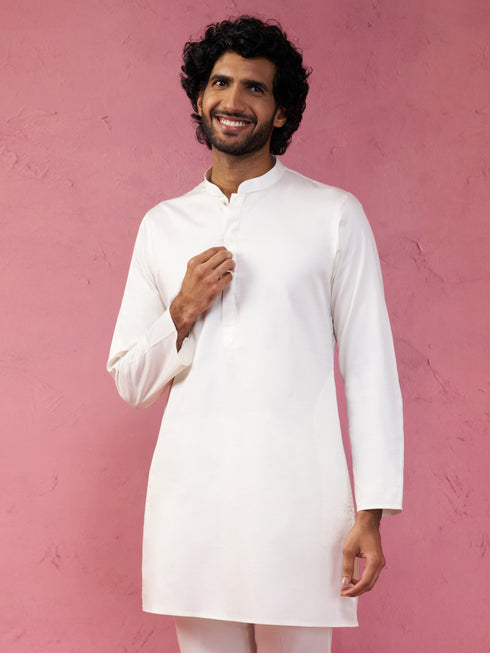 Men's Cream Fine Satin Kurta