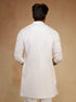 Men's White Satin Solid Thigh Length Kurta