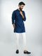Men Silk Blend Kurta with Cream Cotton Lycra Pyjama Set