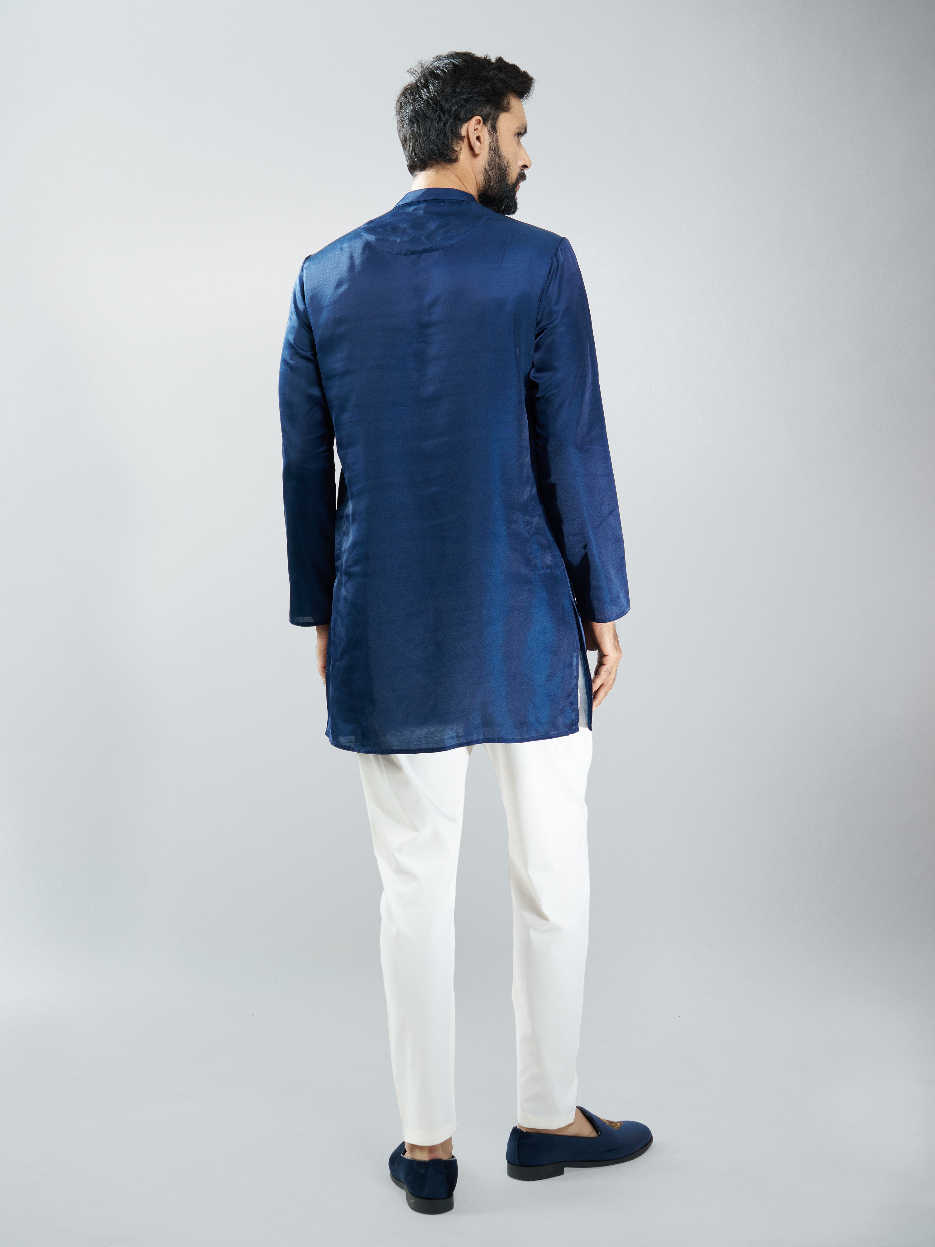 Men Silk Blend Kurta with Cream Cotton Lycra Pyjama Set