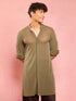 Men's Mehendi Green Solid Lycra Long Kurta