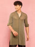 Men's Mehendi Green Solid Lycra Long Kurta