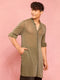 Men's Mehendi Green Solid Lycra Long Kurta