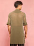 Men's Mehendi Green Solid Lycra Long Kurta