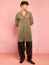Men's Mehendi Green Solid Lycra Long Kurta
