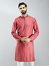 Men Maroon Silk Blend Digital Print Kurta with Sequin Work