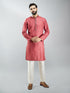 Men Maroon Silk Blend Digital Print Kurta Set with Cream Pyjama
