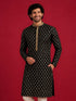 Men Black Viscose Kurta Navratri, Diwali, Wedding, Festive, Festive Glitz, Durga Puja Ethnic Wear