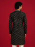 Men's Black Viscose Embroidered Knee Length Kurta