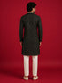 Men's Black Viscose Embroidered Knee Length Kurta with Pyjama