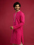 Men's Purple Viscose Self Design Knee Length Kurta
