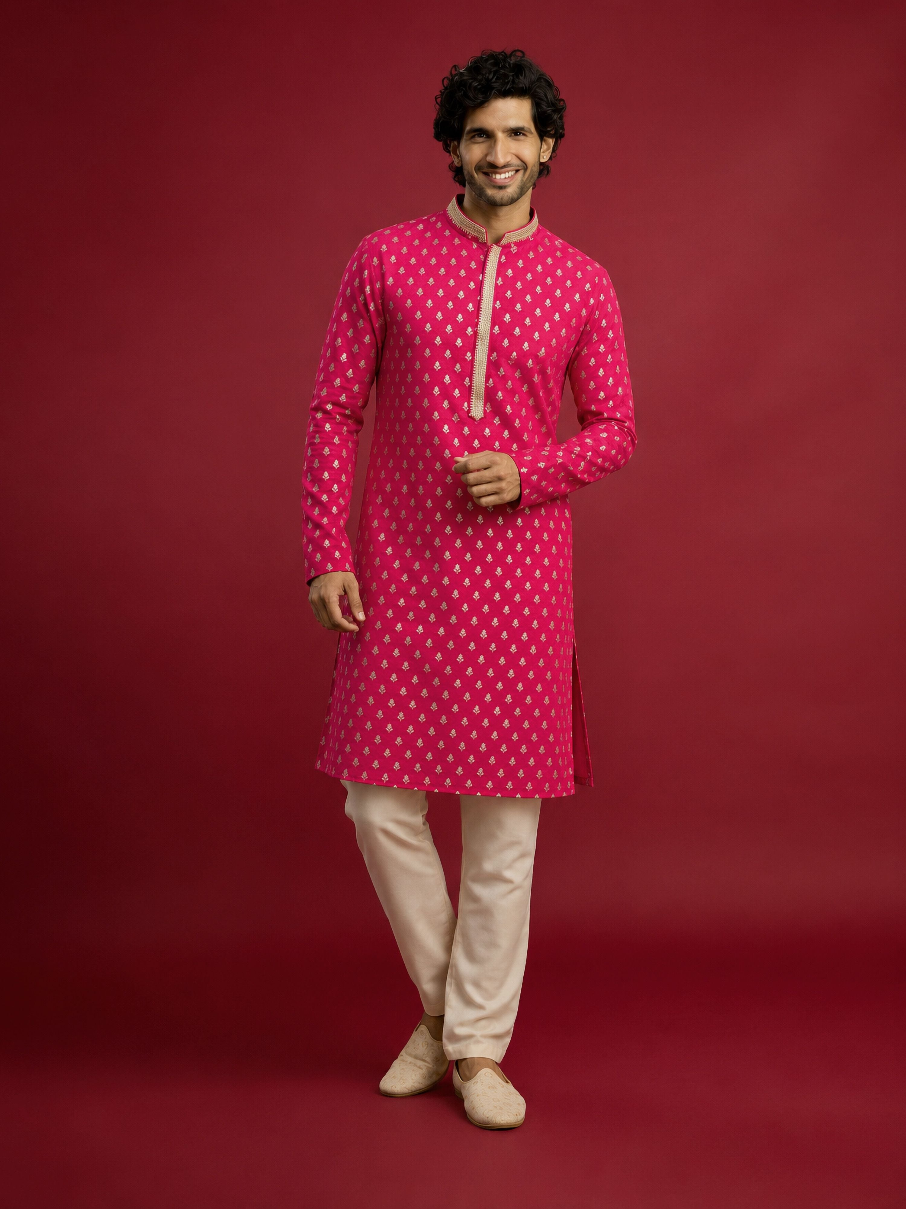 Men Purple Viscose Kurta with Pyjama Navratri, Diwali, Wedding, Festive, Festive Glitz, Durga Puja Ethnic Wear