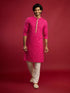 Men's Purple Viscose Self Design Knee Length Kurta with Pyjama