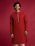 Men Red Viscose Kurta Navratri, Diwali, Wedding, Festive, Festive Glitz, Durga Puja Ethnic Wear