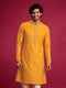 Men Yellow Viscose Kurta Navratri, Diwali, Wedding, Festive, Festive Glitz, Durga Puja Ethnic Wear