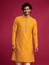 Men Yellow Viscose Kurta Navratri, Diwali, Wedding, Festive, Festive Glitz, Durga Puja Ethnic Wear