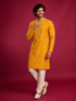 Men Yellow Viscose Kurta with Pyjama Navratri, Diwali, Wedding, Festive, Festive Glitz, Durga Puja Ethnic Wear