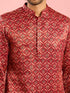 Men's Maroon Thigh Length Kurta