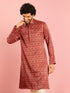 Men's Maroon Thigh Length Kurta
