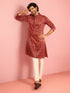 Men's Maroon Thigh Length Kurta