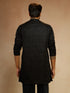 Men's Black Silk Thread Embroidered Floral Full Sleeve Long Kurta