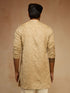 Men Beige Floral Self-Design Thigh Length Kurta