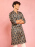 Men's Dark Green Thigh Length Kurta