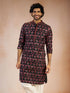 Men's Black All-Over Floral Thread Embroidered Viscose Silk Straight Kurta