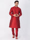 Men's Maroon Cotton Silk Blend Kurta and Pyjama Set