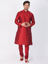 Men's Maroon Cotton Silk Blend Kurta and Pyjama Set