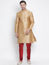 Men's Gold Cotton Silk Blend Kurta and Pyjama Set