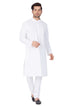 VASTRAMAY Men's White Cotton Blend Kurta Pyjama Set