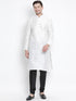 Men's White Cotton Silk Blend Kurta and Pyjama Set