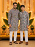 Men's Blue Batik Printed Cotton Mid-Length Kurta