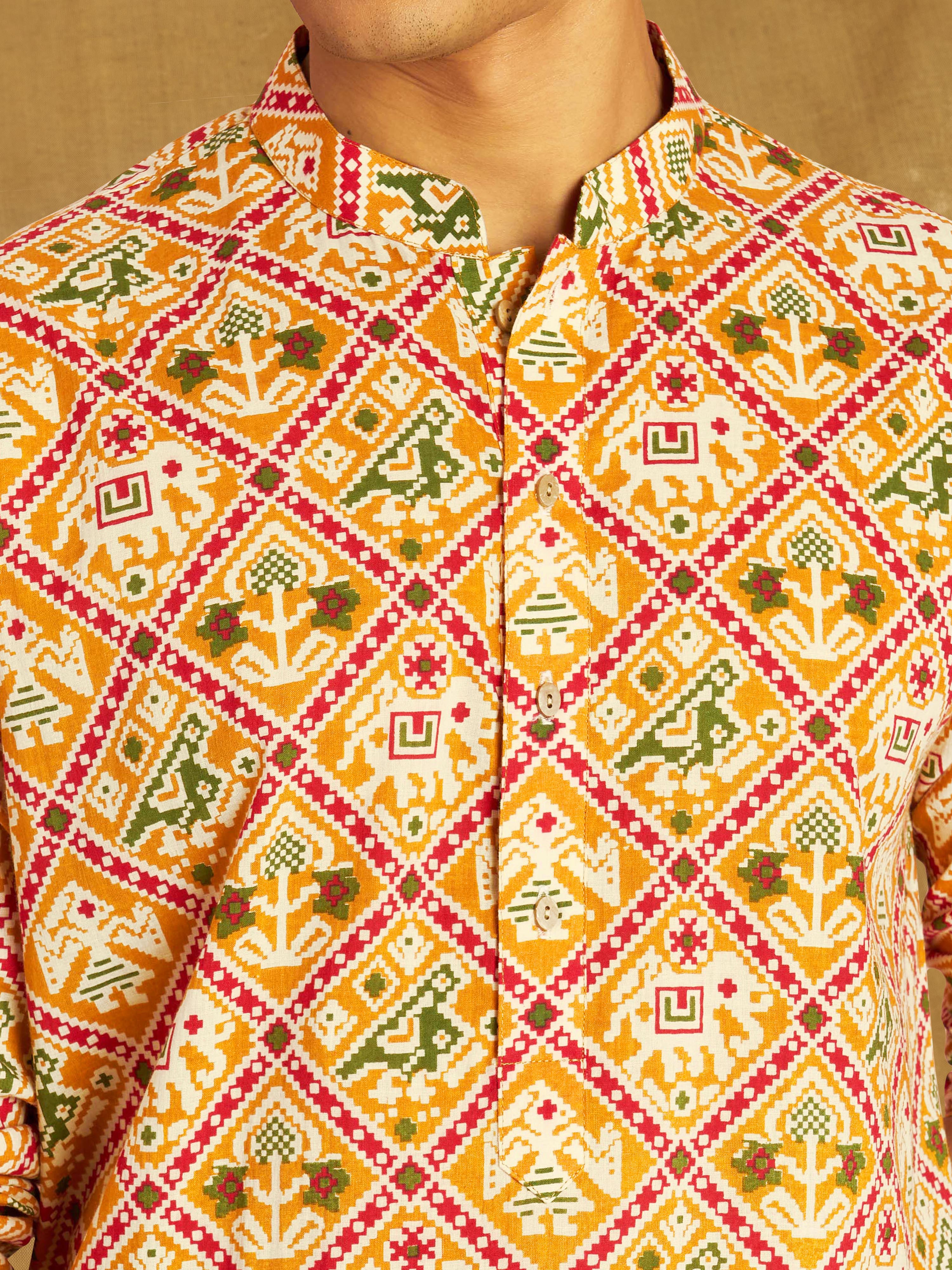 Men's Yellow Patola Printed Kurta Rakhi Gift Box for Brother | Premium Raksha Bandhan Gift