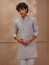 Men Chiku Embroidered Straight Kurta with Mandarin Collar