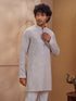 Men's Beige Woven Fabric Embroidered Thigh Length Thigh Length Kurta