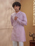 Men's Light Pink Woven Fabric Embroidered Thigh Length Kurta