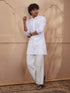 Men's White Woven Fabric Embroidered Thigh Length Kurta