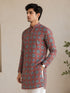 VASTRAMAY Men Red Ajrak Print Cotton Straight Kurta