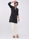Black Silk-Blend Embroidered Kurta Pant Set for Men