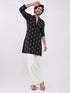 Black Silk-Blend Embroidered Kurta Pant Set for Men