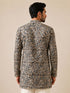 Vastramay Men Black Cotton Kalamkari Print Mandarin Collar Mid-Length Kurta