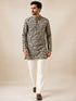 Men's Black Cotton Printed Regular Mid-Length Kurta