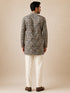 Vastramay Men Black Kalamkari Print Cotton Kurta with Cream Solid Pant Set