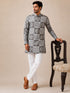 Men Grey Cotton Batik Kurta Pyjama Set | Mandarin Collar