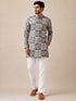 Men's Grey Cotton Batik Thigh Length Kurta With Pyjama