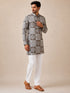Men's Grey Cotton Batik Thigh Length Kurta With Pyjama